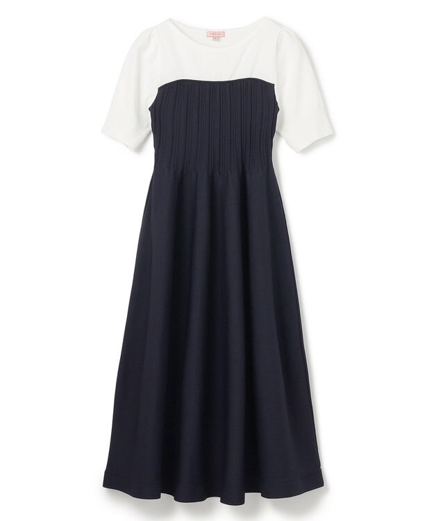 TOCCA BEA TOP KNIT DRESS ニットドレス オフ×ネイビー