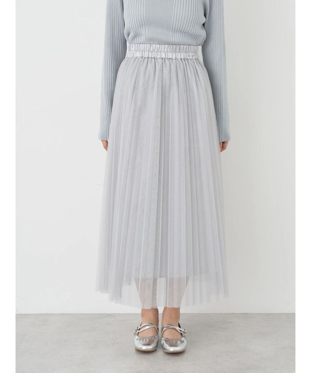 earth music&ecology チュールプリーツスカート Light Gray
