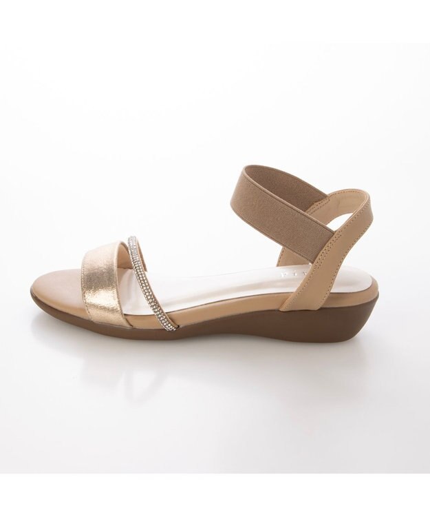 ing <Pitti>【WEB限定】ラインストーンウエッジサンダル ゴールド