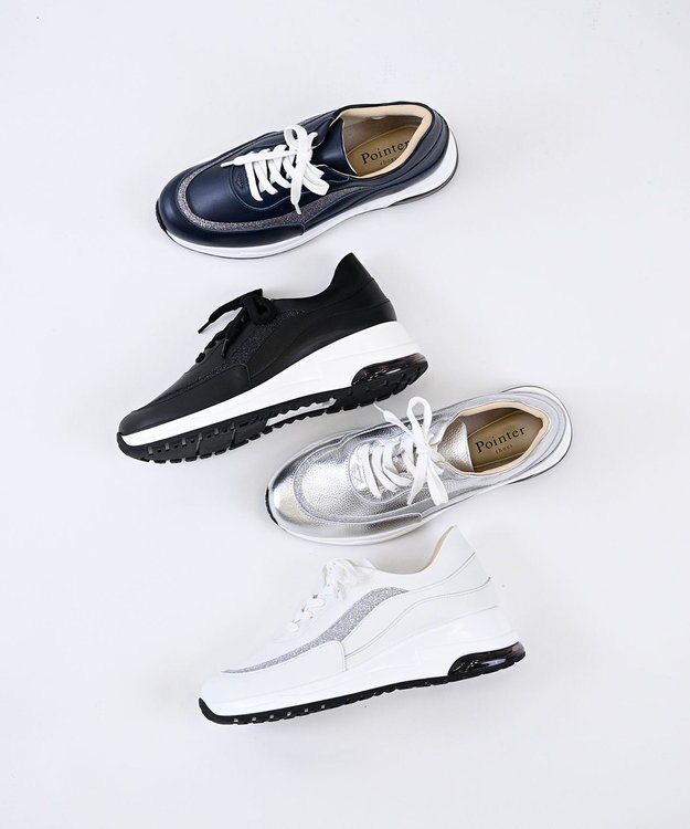 Pointer 日本製 本革厚底スニーカー ブラック