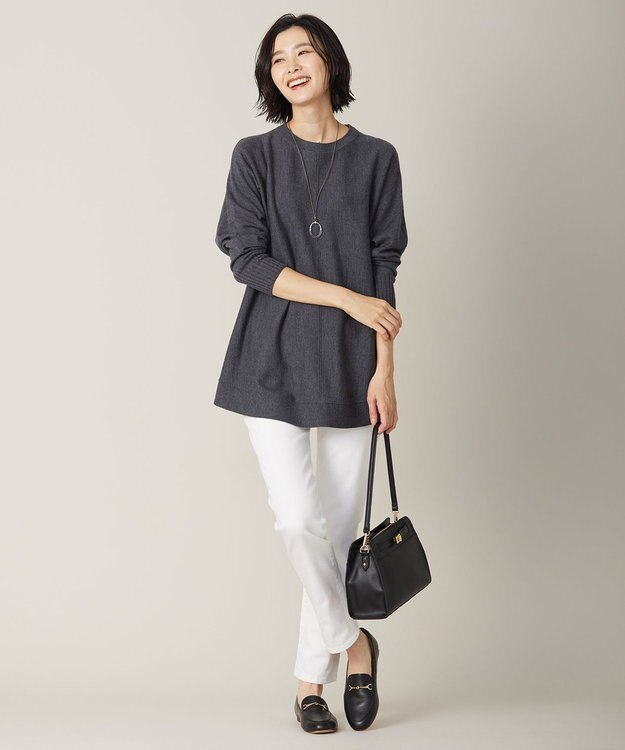 J.PRESS LADIES 【洗える】EASY WOOL チュニック ニット ライトグレー系