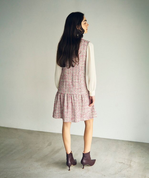 GRACE CONTINENTAL ツイードコンビワンピース ピンク