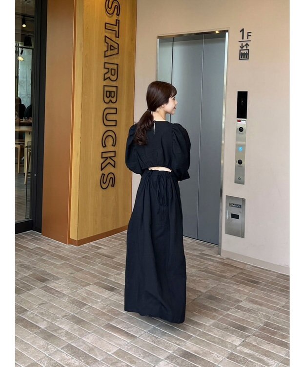 Green Parks AnriettMusee バックカットワークワンピース Black