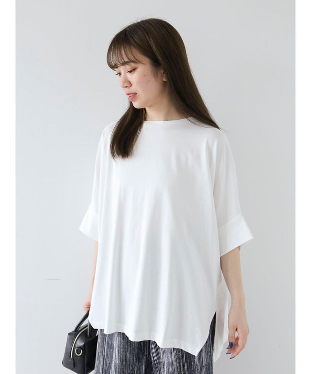 Green Parks 冷っとすずやか　ドルマンカット５分袖プルオーバー Off White