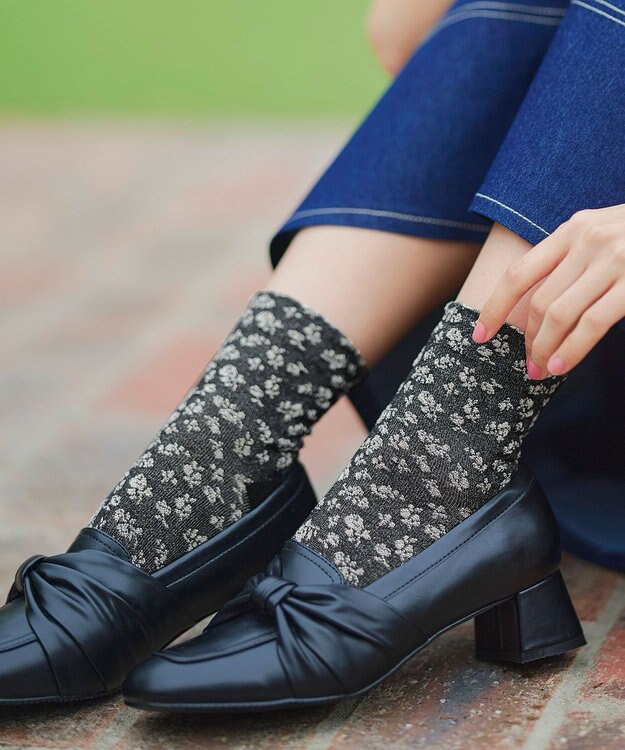 Tiaclasse 【安田美沙子さん着用】モノトーンジャガードソックス ブラック