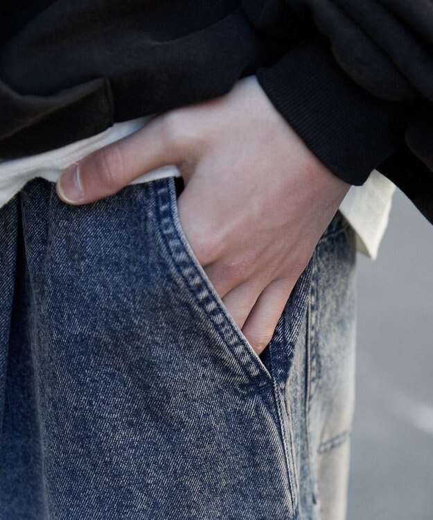 WEGO 【ユニセックス着用ITEM】デニムイージーカーゴパンツ デニム中濃加工色