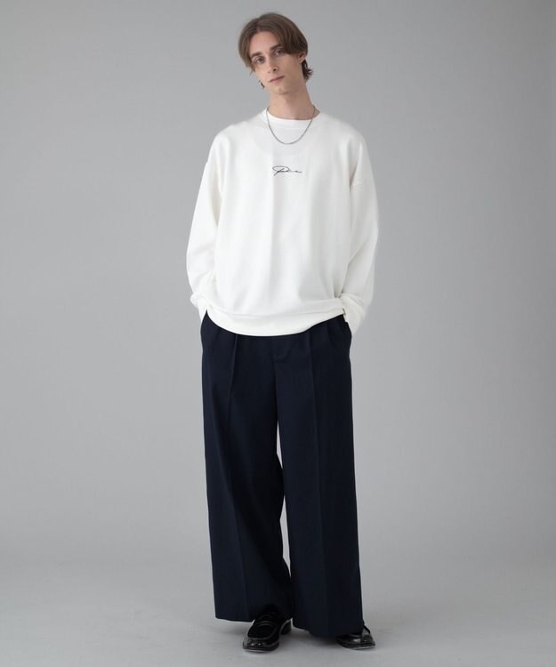 WEGO 【ユニセックス着用ITEM/2点SET/MLサイズ展開】アクセ付きフォトグラフィックプルオーバー ホワイト