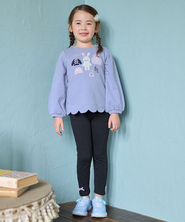 ANY KIDS ケーブルジャガードレギンス ブラック