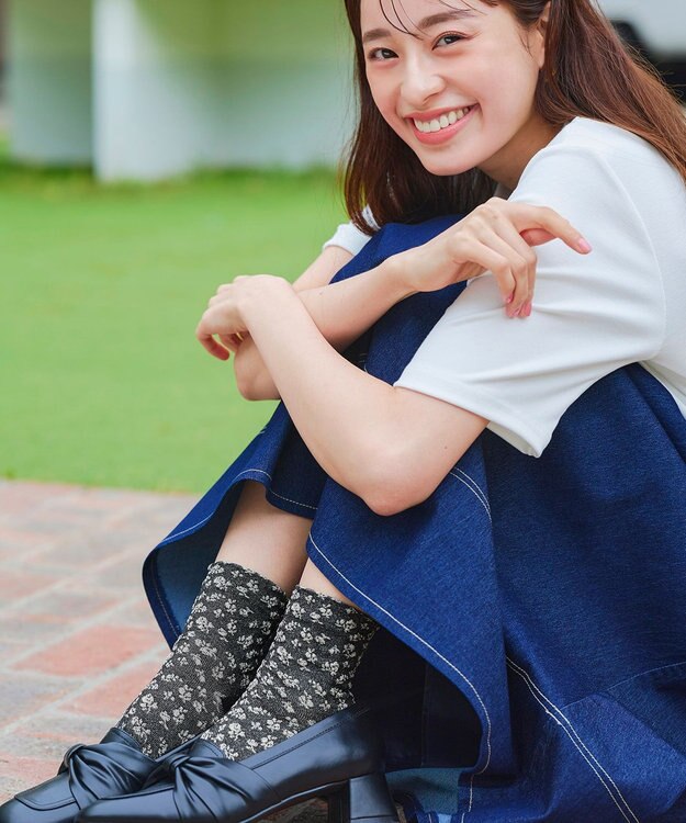 Tiaclasse 【安田美沙子さん着用】モノトーンジャガードソックス ブラック