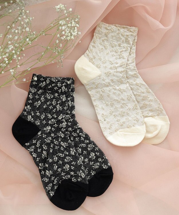 Tiaclasse 【安田美沙子さん着用】モノトーンジャガードソックス ブラック