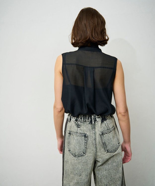 GRACE CONTINENTAL シアーボウタイノースリーブ ブラック