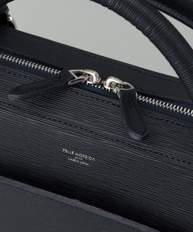 GOTAIRIKU 日本製【PELLE MORBIDA】型押しレザー ブリーフバッグ ネイビー系