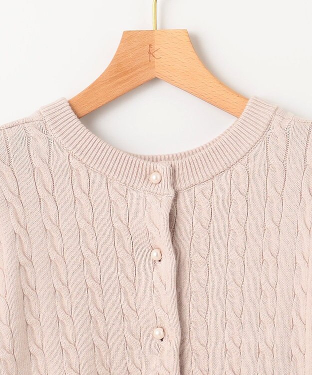 組曲 L 【前後着用可】コットンカシミヤ混2WAYケーブル ニット ピンクベージュ系