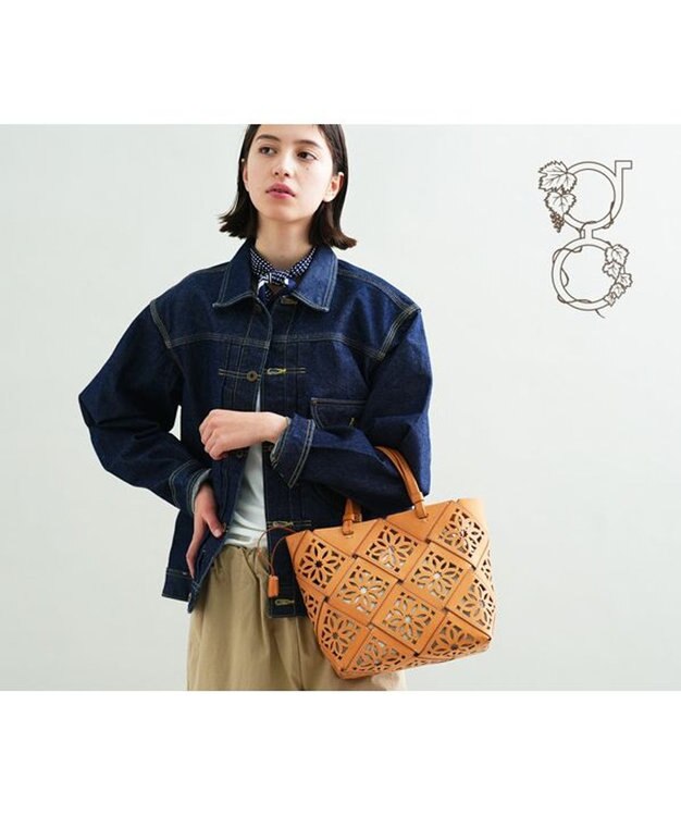 genten サスカットバスケット手提げバッグ＜M＞ ヌメベージュ