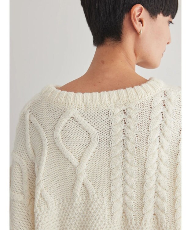 AMERICAN HOLIC パッチワークケーブルニットプルオーバー Ivory