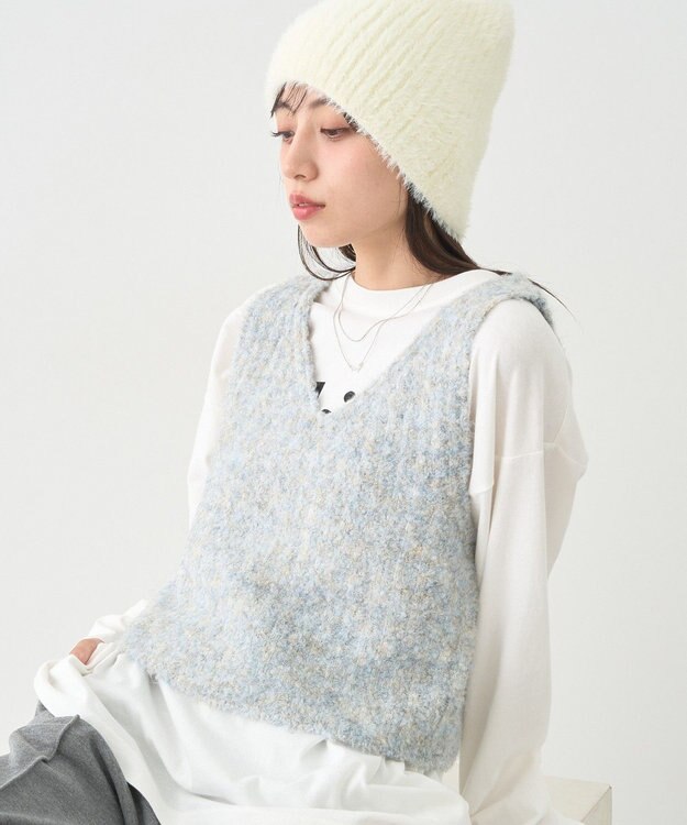 earth music&ecology ＭＩＸカラーブークレニットビスチェ Light Blue