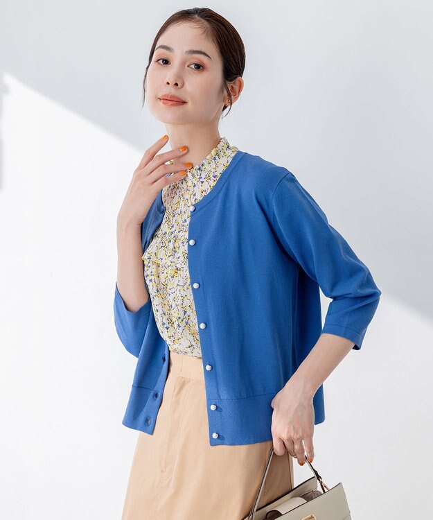 組曲 S 【WEB限定・2SET】フラワープリントアンサンブルニット ブルー系