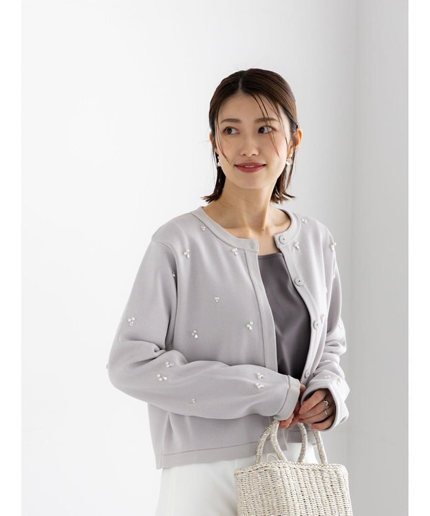 Te chichi パールビジューニットライトジャケット《2026 spring catalog item》 Ｓグレー