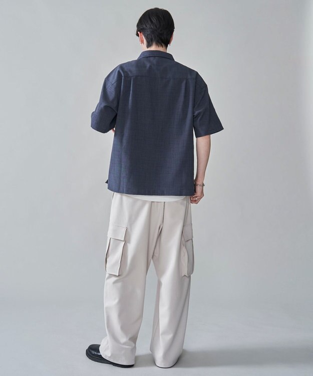 WEGO リネンライクスキッパーシャツ（SS） ブラック中濃色