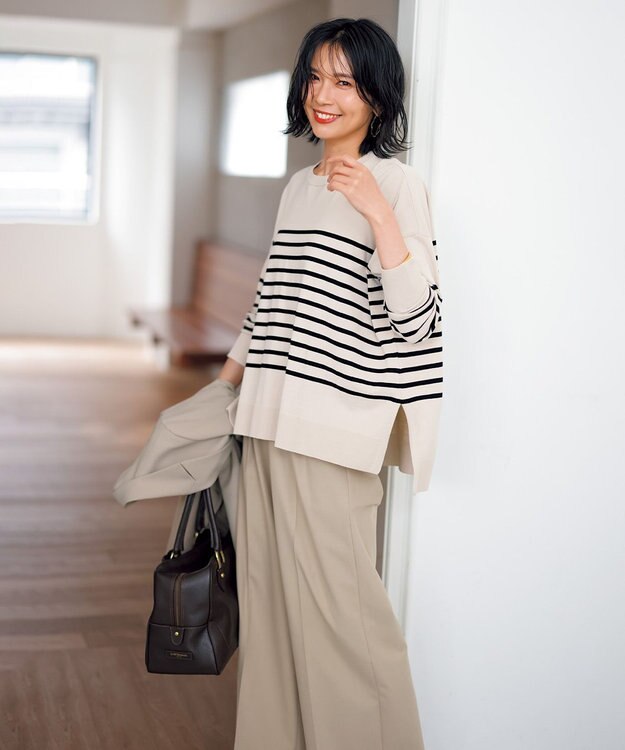 UNFILO タックワイドパンツ ベージュ