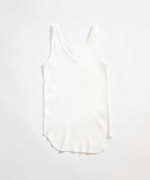 LENO BACK TO FRONT TANK TOP　前後着用可能テレコタンクトップカットソー WHITE