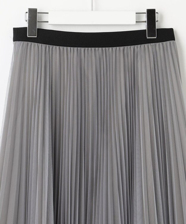 J.PRESS LADIES L 【WEB限定カラーあり・洗える】ハイゲージチュール プリーツ スカート ライトグレー系