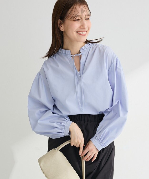 Green Parks ２ｗａｙフリルハイネックブラウス Sax