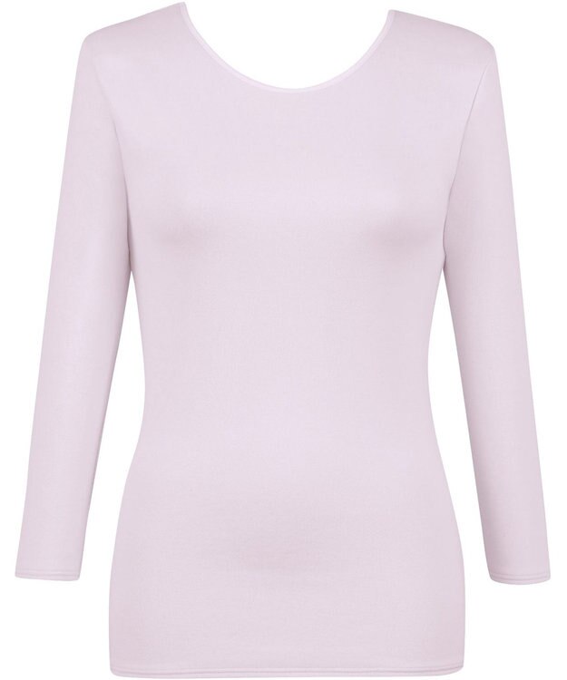 Wing あったかインナー 綿100％(肌側) シルクプロテイン加工 やわらかな肌ざわり 【エアロカプセル】 ネックせまめ 8分袖 長袖 秋 冬 EL2949 ウイング／ワコール チャコールグレー