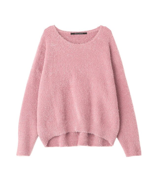 YECCA VECCA ラメシャギードルマンニット Pink