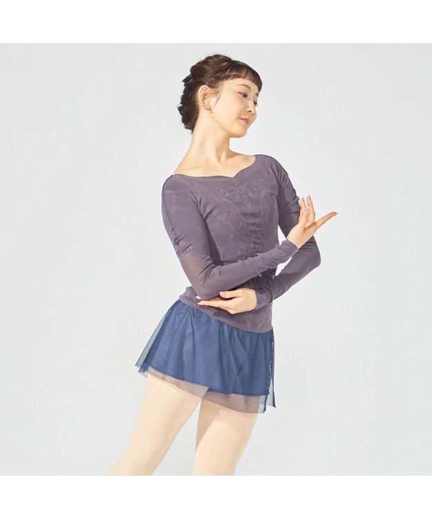 Chacott 【ノーソーイングニット】クリスタルバレリーナネックニット チャコルグレー