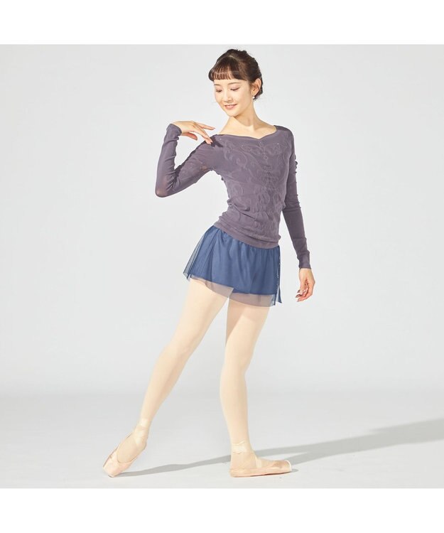 Chacott 【ノーソーイングニット】クリスタルバレリーナネックニット チャコルグレー