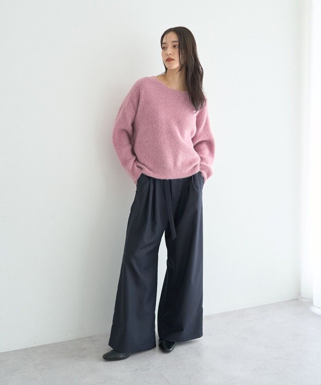 YECCA VECCA ラメシャギードルマンニット Pink