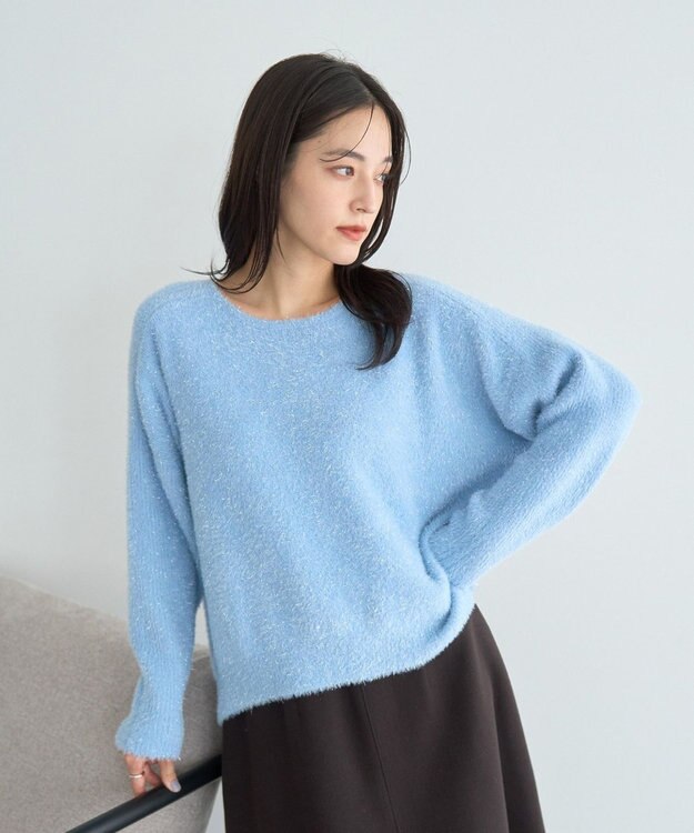 YECCA VECCA ラメシャギードルマンニット Light Blue