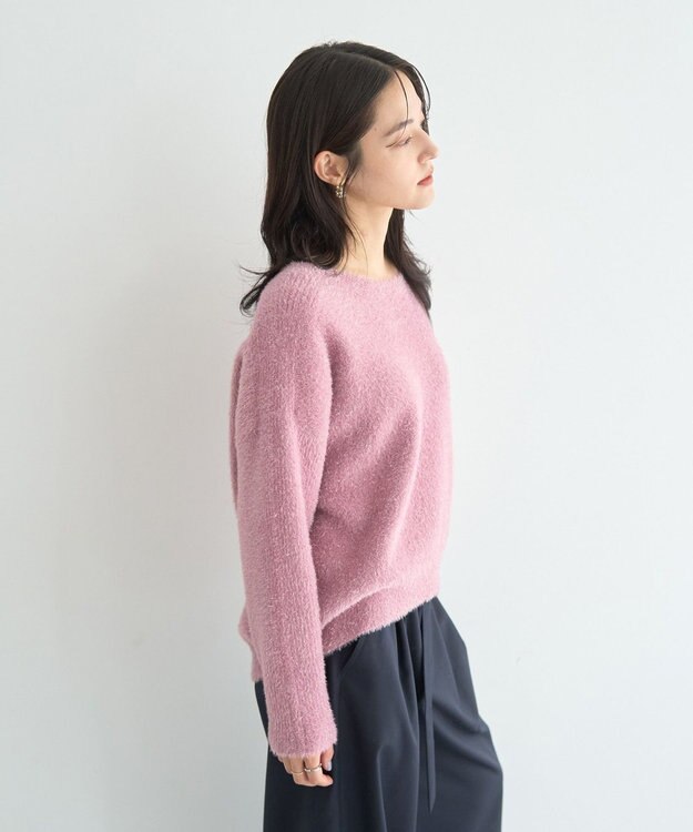 YECCA VECCA ラメシャギードルマンニット Pink