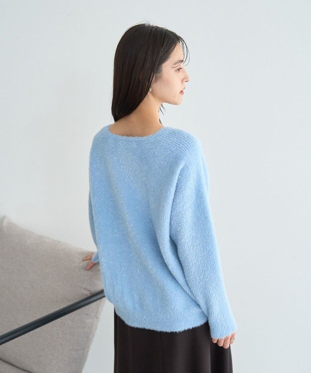 YECCA VECCA ラメシャギードルマンニット Light Blue