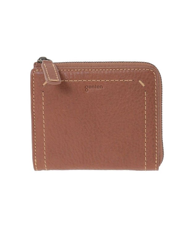 genten リラサート 二つ折り財布 ダークキャメル