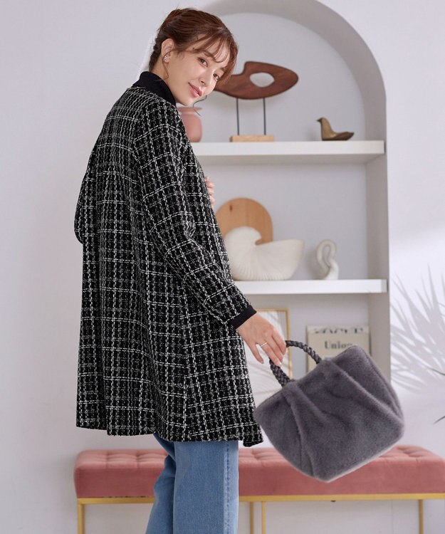 Tiaclasse L ツイードコート ブラック