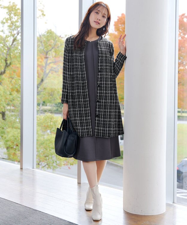 Tiaclasse L ツイードコート ブラック