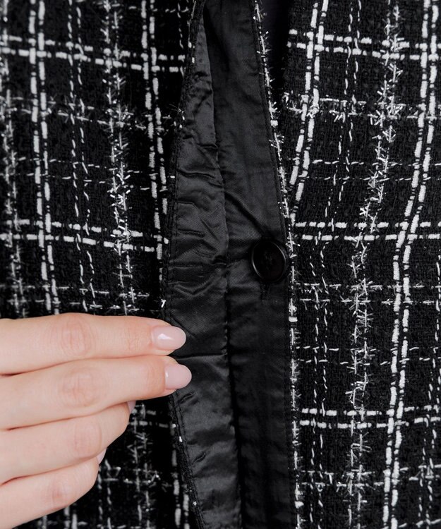 Tiaclasse L ツイードコート ブラック