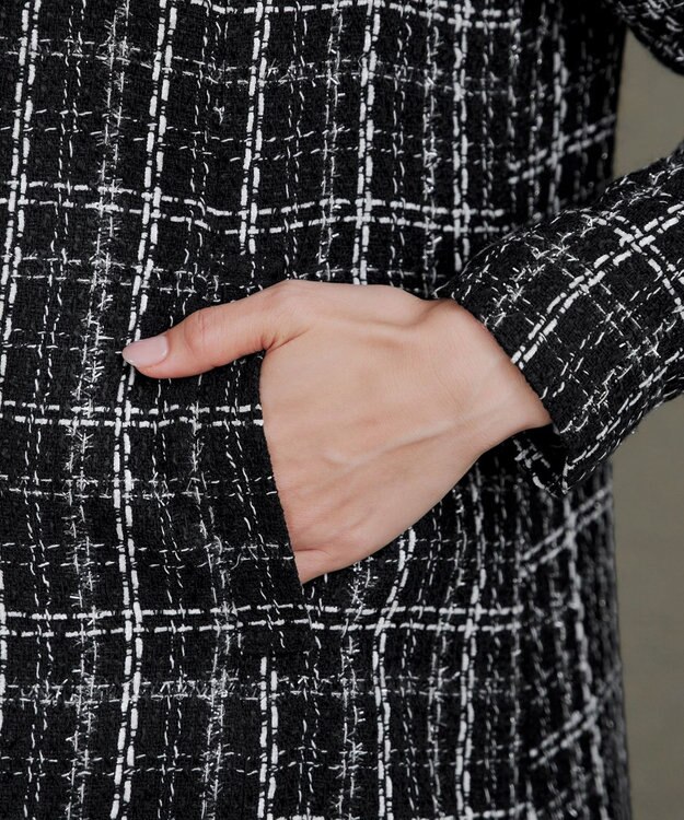 Tiaclasse L ツイードコート ブラック