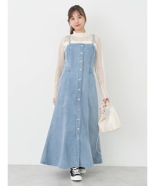 earth music&ecology ボタンキャミデニムワンピース Light Indigo