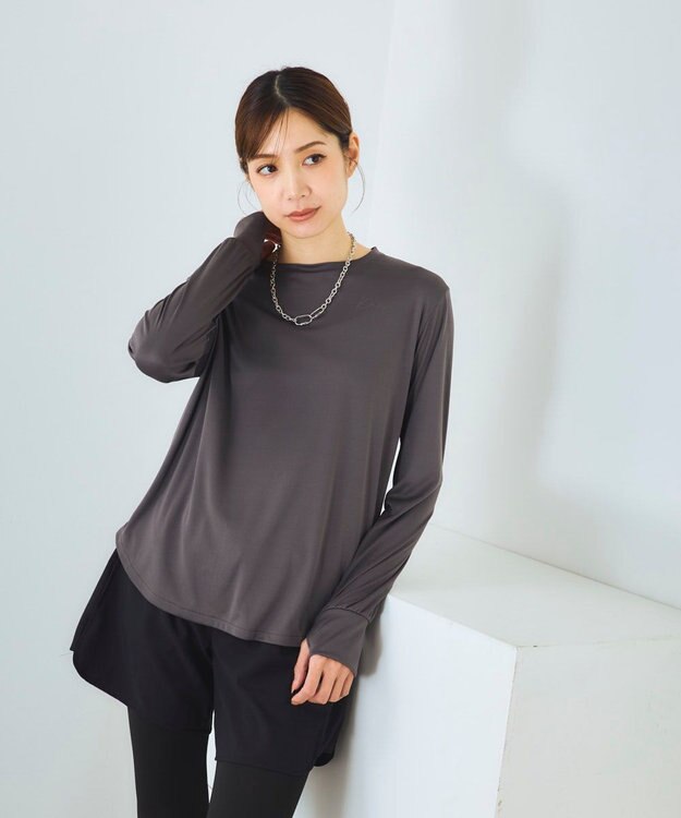 OP／FILA 【Kappa】長袖フィットネスウェアウェア 水着３点セット ダークグレー