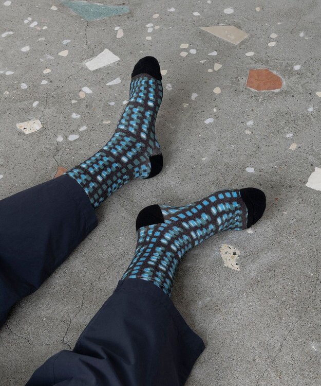 TRICOTE CHECK PILE SOCKS / CHECKパイルソックス 32BLUE