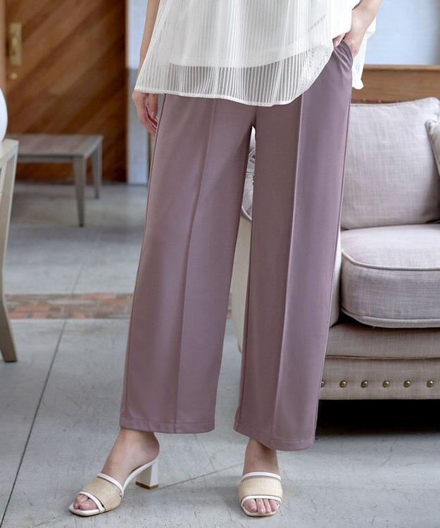 Tiaclasse 【洗える・接触冷感・紫外線ケア・サラごこち】選べるパンツ(テーパード/ワイド） ピンクモカ：ワイド