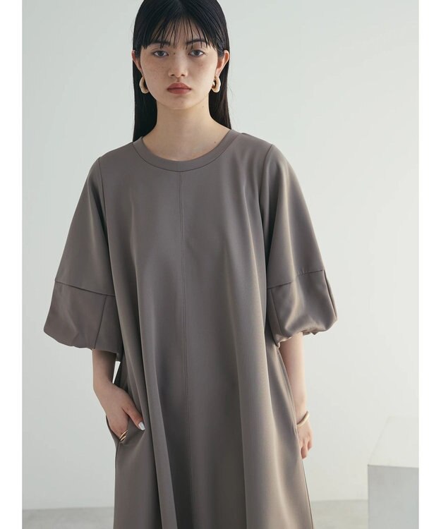 Green Parks armonia. 袖ボリュームポンチワンピース Gray Beige