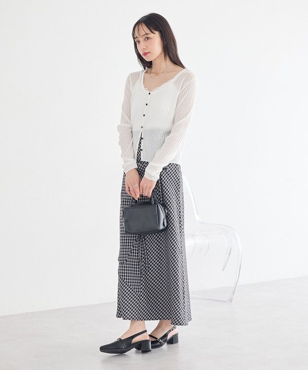 earth music&ecology ランダムキリカエラップスカート Check Black
