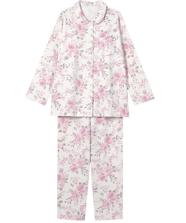 Wing パジャマ 長袖 長ズボン 綿混(本体) あったか レディース EP6016 ウイング／ワコール ピンク