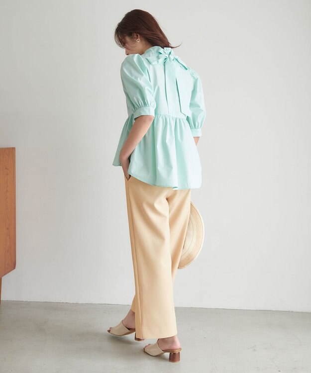 Feroux 【洗える】ハイウエストマリン パンツ ベージュ系