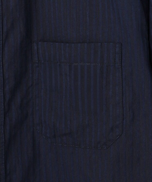 JOSEPH ABBOUD 【キングサイズ・2WAY】リバーシブルストライプ 七分袖 シャツ ネイビー系1