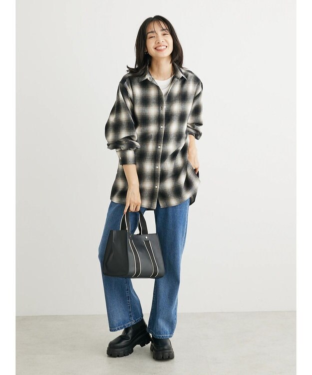 Green Parks ネルチェックシャツ Black